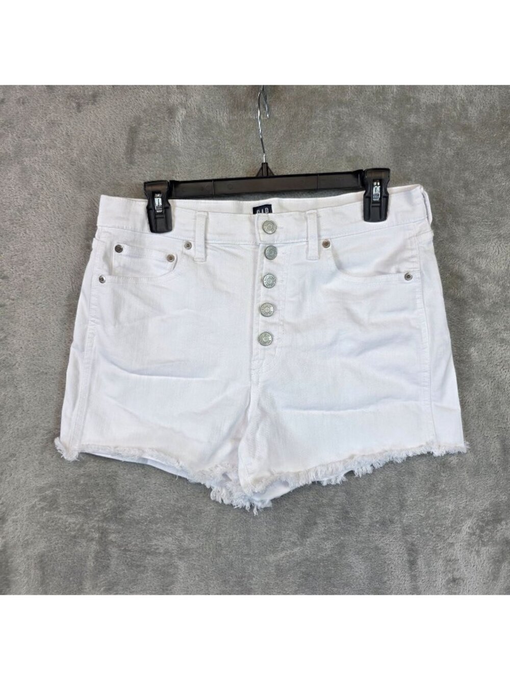 Gap Denim Cutoff Shorts Womens 8 White High Rise Button Fly Raw Frayed Hem